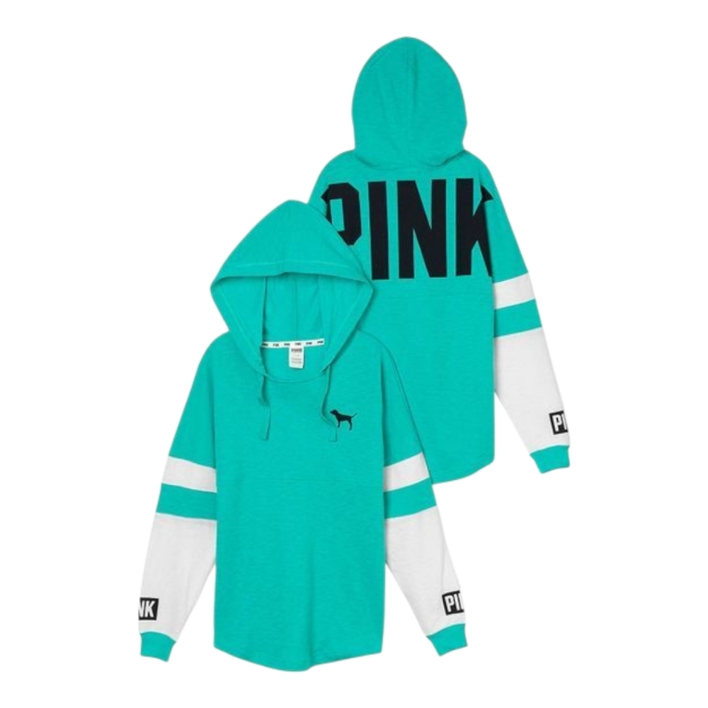 PINK Victoria's Secret Teal Varsity Crew Hoodie M